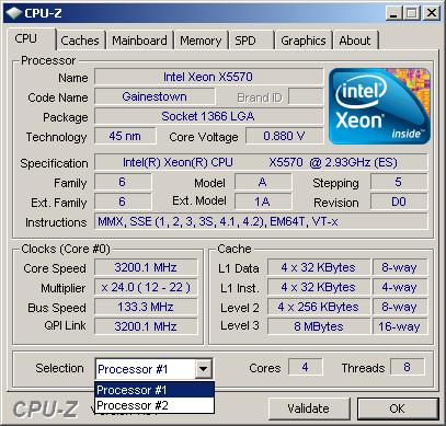 双路至强X5570处理器，主频为2.93GHz
